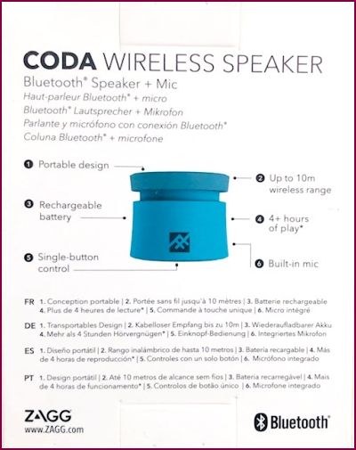 iFrogz Coda Lautsprecher Bluetooth Ultra Kompakt mit Mikrofon - Blau 
