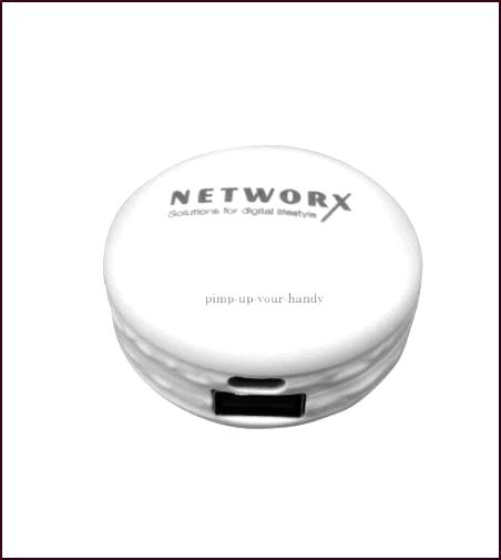 Networx Macaron Power Bank 2400 mAh, Zusatzakku für Smartphones/Tablets - Weiß
